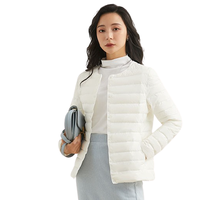 YALU 雅鹿 女士白鸭绒圆领系扣修身短款羽绒服YJ61UE260