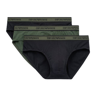 EMPORIO ARMANI 阿玛尼 UNDERWEAR奢侈品男装EA男士棉内裤(三条装) 111734-0A717 BL黑色军绿色 M