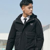 GXG 2020秋冬新款男款潮流字母刺绣连帽羽绒服