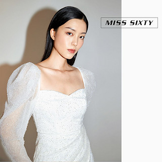 Miss Sixty2020冬季新款圣诞钉珠亮片网纱连衣裙女604DJ7220000