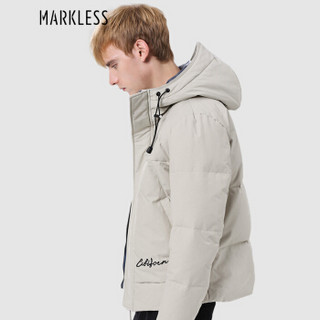 MARKLESS 羽绒服男冬季80%白鸭绒户外防风连帽外套刺绣运动保暖羽绒服YRA9312M米色 175/92（L）