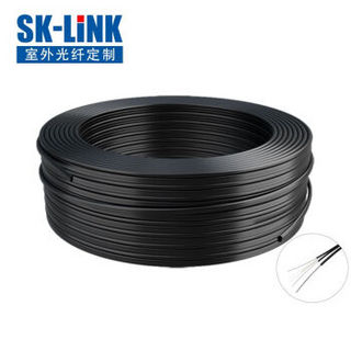 SK-LINK 电信级皮线光缆 2芯3钢丝 室外双芯光纤跳线 蝶形黑色150米光纤入户电信移动联通通用