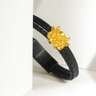 romanti大师款银铸金灵狮手串