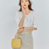 韩都衣舍2020女装秋装新款宽松套头上衣打底短毛针织衫GQ10953耒