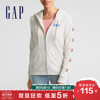 Gap女装拉链卫衣秋冬256942 E LOGO星星印花时尚运动开衫外套