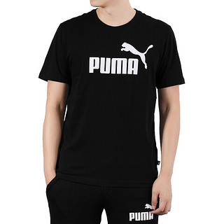 PUMA 彪马 ESS LOGO系列 男子运动T恤 844642-01 黑色 M