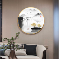客厅装饰画 背景墙画餐厅挂画 书房客厅壁画 新中式国画 画框圆
