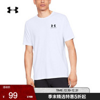 安德玛官方UA Sportstyle男子运动短袖T恤男女同款Under Armour1326799 白色100 男码M/女码L