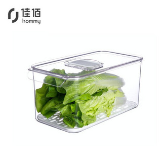 佳佰 保鲜盒 冰箱收纳盒密封盒食品保鲜蔬菜水果储物盒 可冷冻带盖保鲜盒1个 5.8L