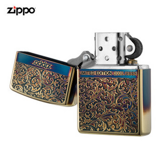 之宝(Zippo)打火机 限量编号 双面蚀刻 幸运唐草 煤油防风火机 官方原装 ZBT-3-183a