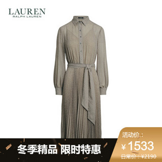 Lauren/拉夫劳伦女装 2020年秋季人字斜纹乔其纱衬衫式连衣裙60404 020-灰色 8