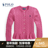 Ralph Lauren/拉夫劳伦女童 2020年秋季棉质荷叶边针织开襟衫34211 650-粉红色 S