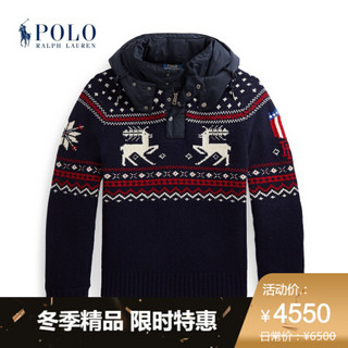 Ralph Lauren/拉夫劳伦男装 2020年秋季驯鹿图案连帽毛衫12895 410-海军蓝 M