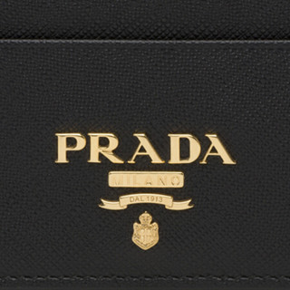 PRADA 普拉达 女士Saffiano系列小牛皮黑色卡片夹 1MC025-QWA-F0002 送女友