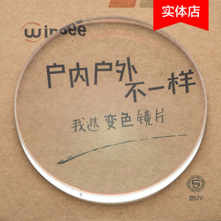 winsee万新眼镜实体店配镜眼镜片 1.56膜变变色(灰)非球面近视树脂眼镜片2片