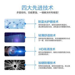 明月眼镜官方旗舰 1.71超薄日常/防蓝光/PMC/智能变色非球面镜片网上配镜近视眼镜片 明月防蓝光镜片+镜架 1.60非球面