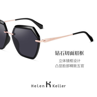 Helen Keller 墨镜女2021年新款网红女款  H2116H01-亮黑+深灰渐进（升级款）偏光