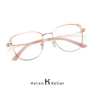 海伦凯勒配近视眼镜女带度数2020年新款近视眼镜男女款眼镜框休闲眼镜架眼镜金属框猫眼镜框 H23037玫瑰金框C8
