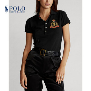 Ralph Lauren/拉夫劳伦女装 2021年早春新年系列修身版型弹力Polo衫21945 001-黑色 L