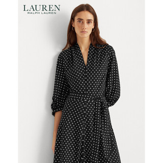 RALPH LAURENLauren/拉夫劳伦女装 2021年早春波尔卡圆点主教袖绉纱连衣裙60438 001-黑色 0