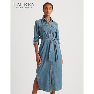 RALPH LAURENLauren/拉夫劳伦女装 2020年秋季西部风格牛仔布衬衫式连衣裙60359 400-蓝色 00