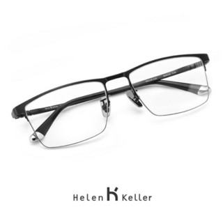 海伦凯勒男士近视眼镜框超轻钛合金可配防蓝光商务眼镜框架H58035 H58035C2M 枪色