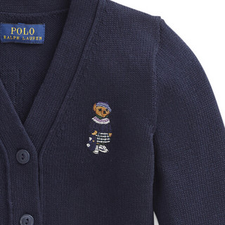 Ralph Lauren/拉夫劳伦女童 2020年秋季Polo小熊棉质针织开襟衫34273 410-海军蓝 2/2T