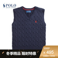 Ralph Lauren/拉夫劳伦男童 2020年秋季绞花编结毛衫背心34364 410-海军蓝 2/2T