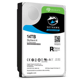 SEAGATE 希捷 酷鹰SkyHawk AI系列 3.5英寸监控级硬盘 14TB (256MB、7200rpm、PMR)ST14000VE0008