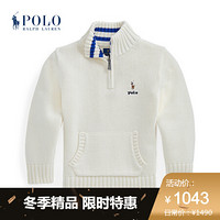 Ralph Lauren/拉夫劳伦男童 2020年冬季棉质四分之一拉链针织毛衫34619 101-白色 4