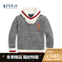 Ralph Lauren/拉夫劳伦男童 2020年冬季Big Pony青果领棉质针织毛衫34629 020-灰色 3/3T