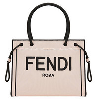 芬迪 FENDI 女士FENDI ROMA系列淡粉色织物logo刺绣中号手提袋 8BH378 AEHV F1DB1