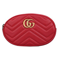 GUCCI 古驰 GG Marmont系列 女士牛皮腰包 476434 DSVRT 6433 红色