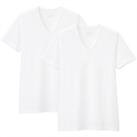 無印良品 MUJI 無印良品 男式 无侧缝天竺编织 V领短袖T恤 白色 XS