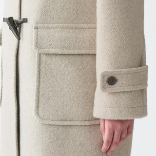 无印良品 MUJI 女式 羊毛混 牛角扣大衣 米色 XL