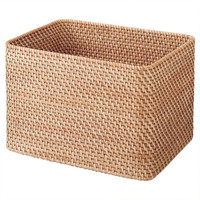 無印良品 MUJI 無印良品  可重叠藤编长方形篮/大 原色 约26*36*24cm