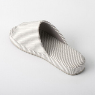 MUJI 男女通用 水洗棉厚底拖鞋 灰色条纹 XL·275mm（2.0）前开