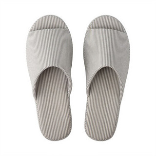 MUJI 男女通用 水洗棉厚底拖鞋 灰色条纹 XL·275mm（2.0）前开