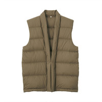 无印良品 無印良品 MUJI 男女通用  轻量羽绒便携式 长款背心 深咖啡色 XXS-S