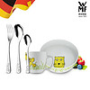 WMF 福腾宝 德国福腾宝不锈钢儿童卡通餐具套装儿童餐叉餐勺汤勺陶瓷水杯碗组合 儿童餐具5件套Safari