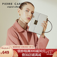 皮尔卡丹(pierre cardin)时尚单肩包女士牛皮手提包包简约百搭斜挎包女 J9A219-360201P米白色