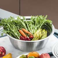 慕厨（Momscook） 304不锈钢滤水盘沥水篮滤水篮洗菜篮果蔬盘零食筐厨房置物架 24cmMT-LP24