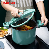 LINKFAIR 凌丰 304不锈钢汤锅无涂层微压锅22cm 复古绿