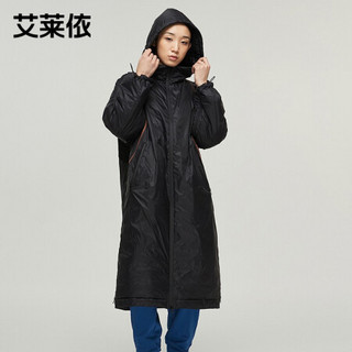 艾莱依商场同款2020秋冬新款随性轻薄羽绒服女长款大衣6020406031 午夜黑 160