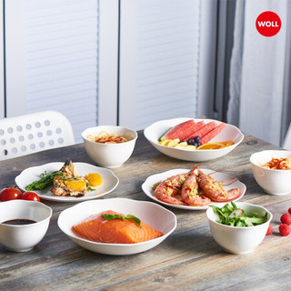 德国WOLL白瓷餐具8件套纯白色碗波浪边设计进口餐具 SET001DW