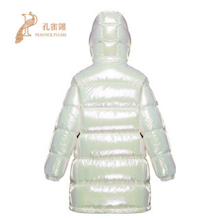 孔雀翎Moncler/蒙口羽绒服女2020新款女士虹彩尼龙可拆卸风帽休闲中长款 白色 1