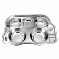 MAXCOOK 美厨 304不锈钢餐盘 加厚儿童分格餐盘 咘咘车（5格） MCFT706