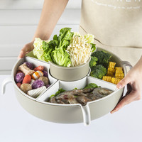 MAXCOOK 美厨 AXCOOK 美厨 旋转收纳篮沥水篮 塑料双层沥水盆洗菜篮 火锅拼盘装菜篮子零食拼盘水果盘 绅士灰