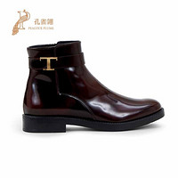 TOD'S孔雀翎TOD’S/托德斯2020新款女鞋时尚经典橡胶豆豆侧边拉链牛皮踝靴 黑色 35.5