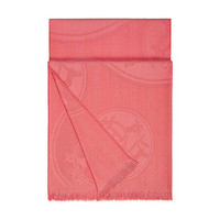 Herms爱马仕女士披肩围巾提花编织山羊绒和真丝混纺围巾温暖厚实 粉色 75 x 210厘米